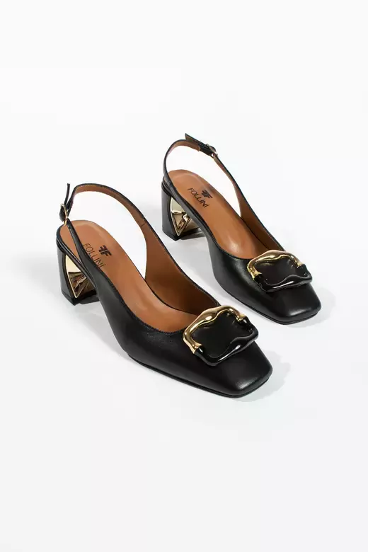 Kadın Krem Hakiki Deri Aksesuar Detaylı Topuklu Ayakkabı