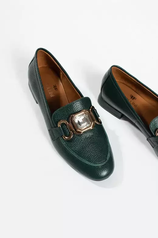 Kadın Siyah Deri Aksesuar Detaylı Ayakkabı