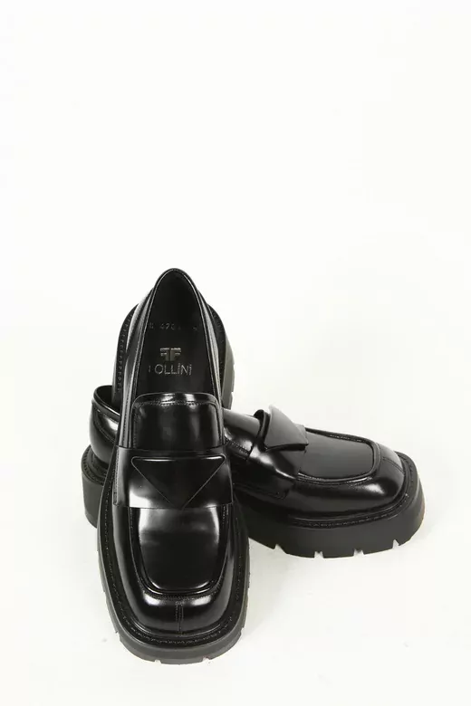 Kadın Siyah Rugan Loafer Ayakkabı