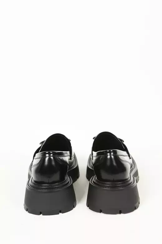 Kadın Siyah Rugan Loafer Ayakkabı