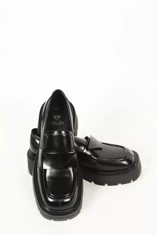 Kadın Siyah Rugan Loafer Ayakkabı