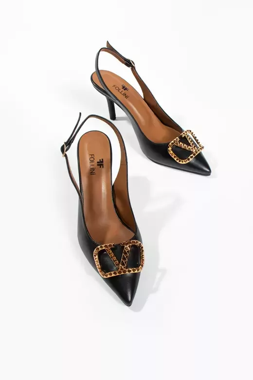 Kadın Siyah Aksesuar Detaylı Topuklu Ayakkabı