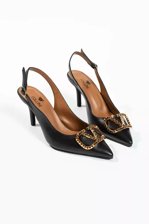 Kadın Siyah Aksesuar Detaylı Topuklu Ayakkabı