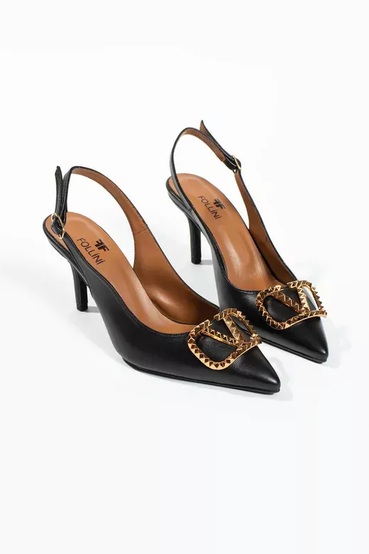 Kadın Siyah Aksesuar Detaylı Topuklu Ayakkabı