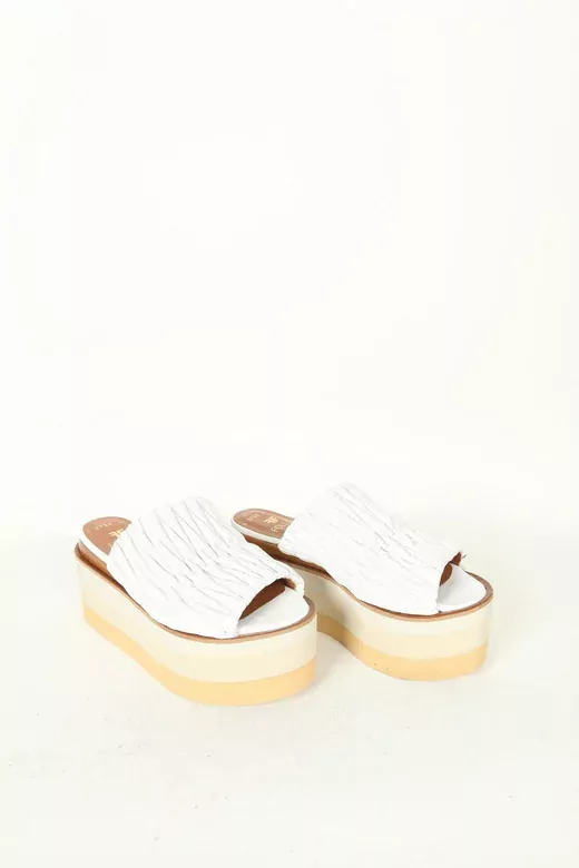 Kadın Deri Terlik Dolgu Topuk Vizon