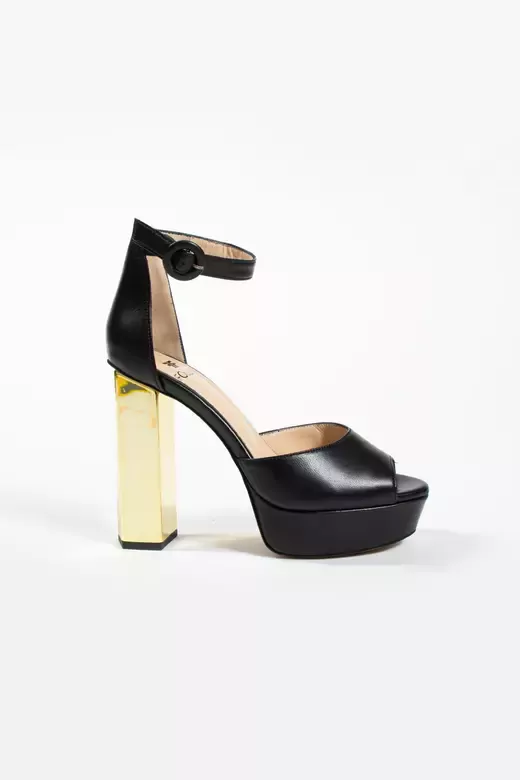 Kadın Deri Ayakkabı Platformlu Topuklu Siyah