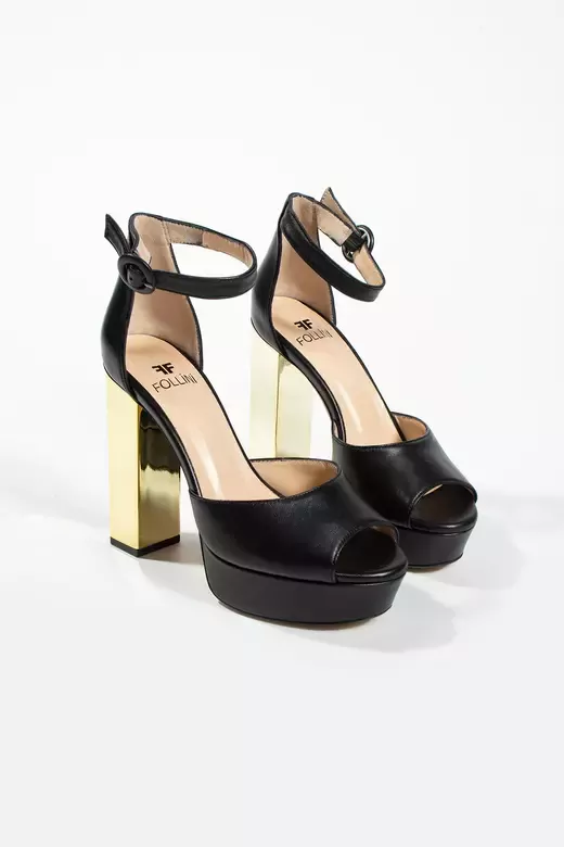 Kadın Deri Ayakkabı Platformlu Topuklu Siyah