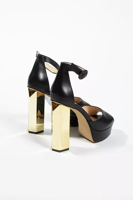 Kadın Deri Ayakkabı Platformlu Topuklu Siyah