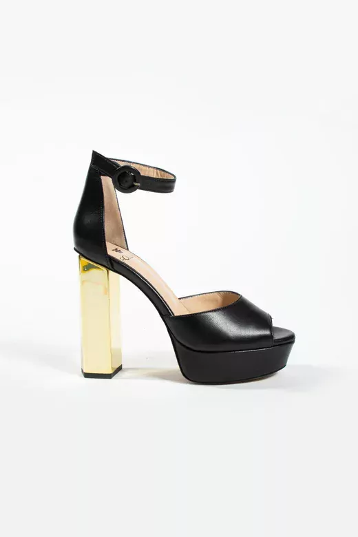 Kadın Deri Ayakkabı Platformlu Topuklu Siyah