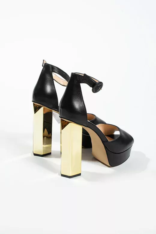 Kadın Deri Ayakkabı Platformlu Topuklu Siyah