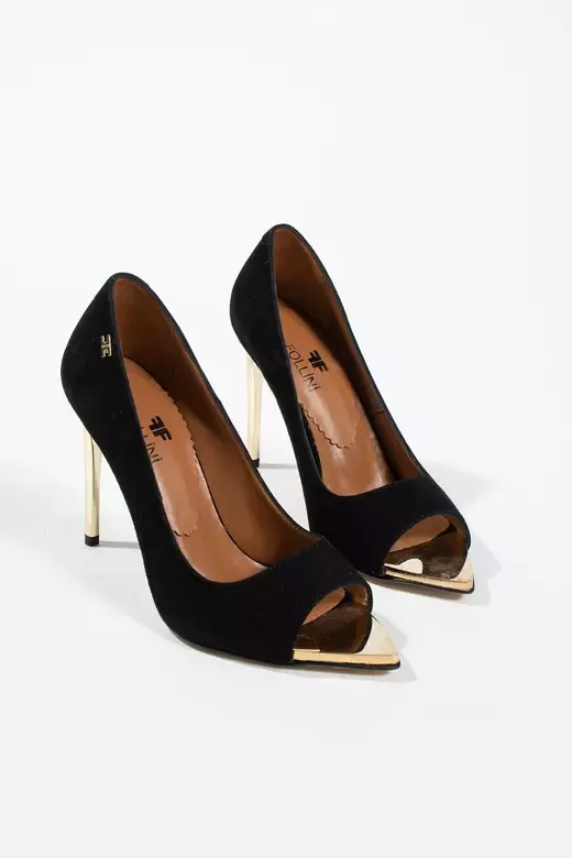 Kadın Burun Detaylı Hakiki Deri Topuklu Ayakkabı