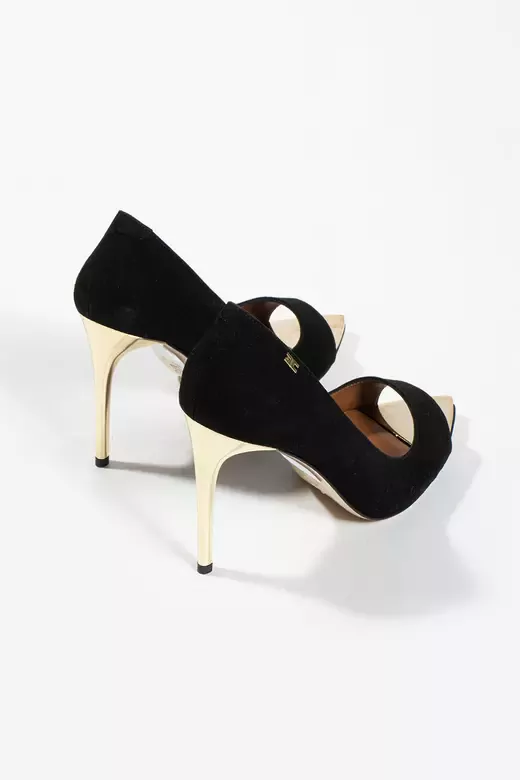 Kadın Burun Detaylı Hakiki Deri Topuklu Ayakkabı