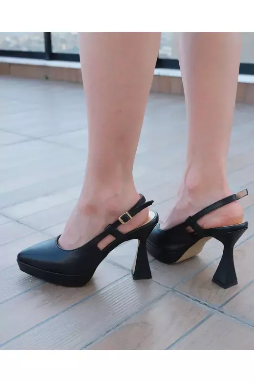 Kadın Deri Ayakkabı Topuklu Koyu Pudra