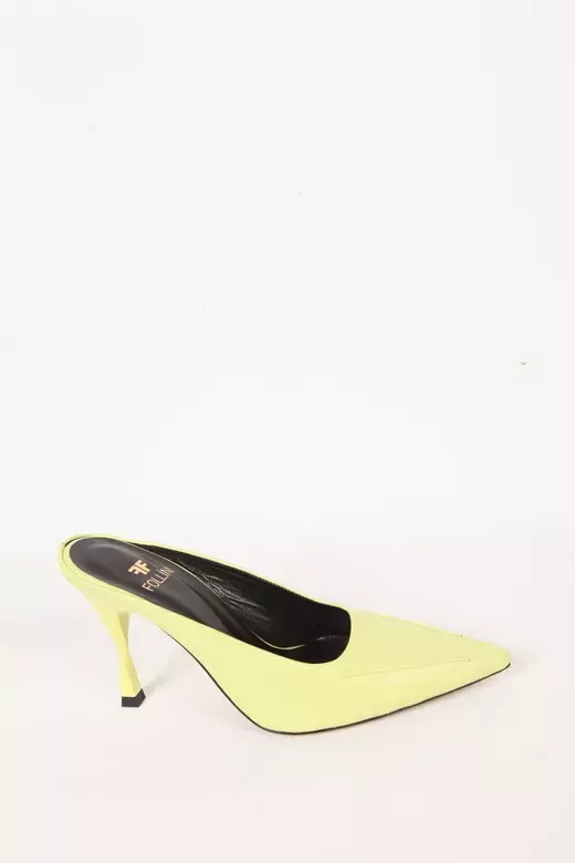 Kadın Siyah Hakiki Deri Topuklu Terlik