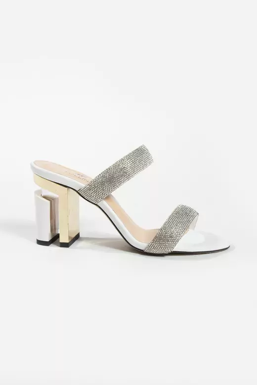 Kadın Hakiki Deri Taş Ve Topuk Detaylı Terlik