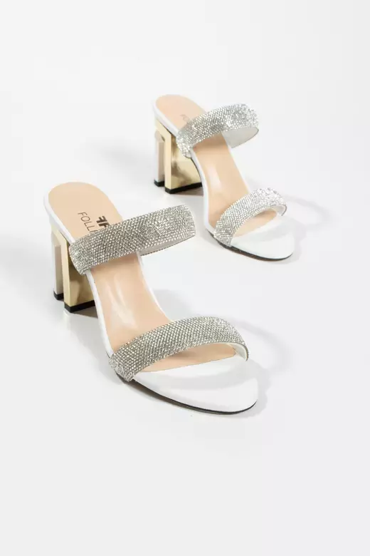 Kadın Hakiki Deri Taş Ve Topuk Detaylı Terlik