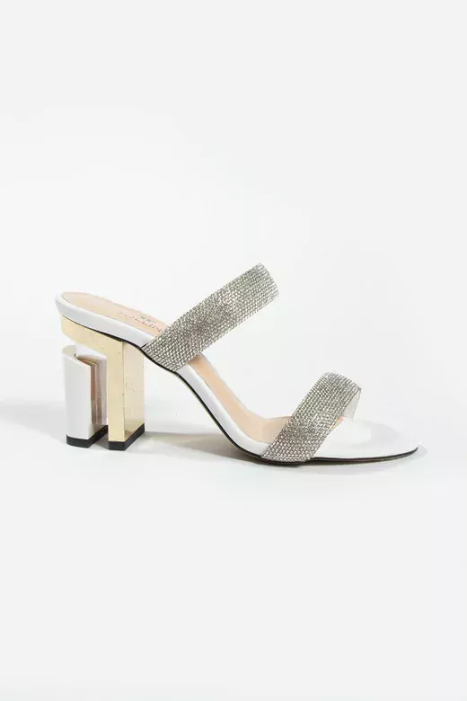 Kadın Hakiki Deri Taş Ve Topuk Detaylı Terlik