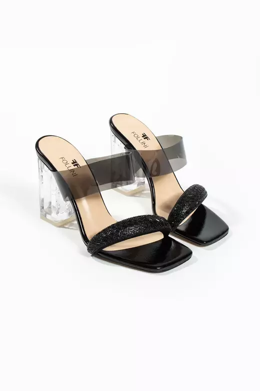 Kadın Siyah Hakiki Deri Taşlı Terlik