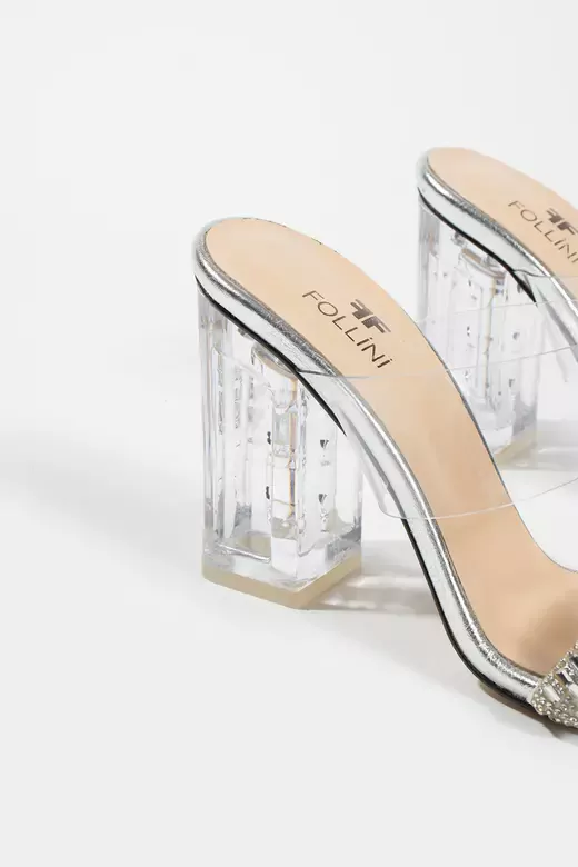 Kadın Gümüş Hakiki Deri Taşlı Terlik