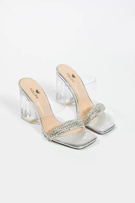 Kadın Gümüş Hakiki Deri Taşlı Terlik