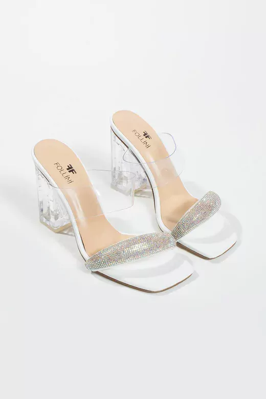 Kadın Beyaz Hakiki Deri Taşlı Terlik