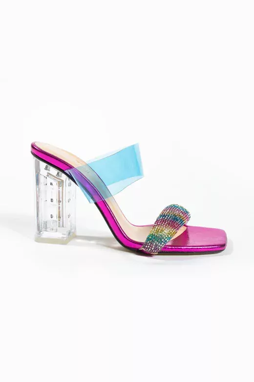 Kadın Deri Terlik Taşlı Pembe