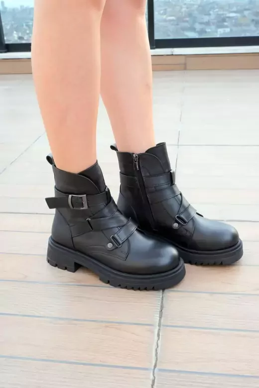 Kadın Siyah Hakiki Deri Bot