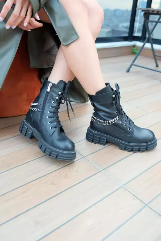 Kadın Deri Bot Siyah