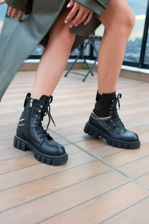 Kadın Deri Bot Siyah