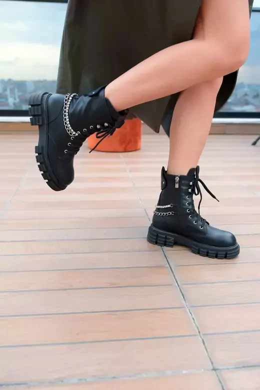 Kadın Deri Bot Siyah