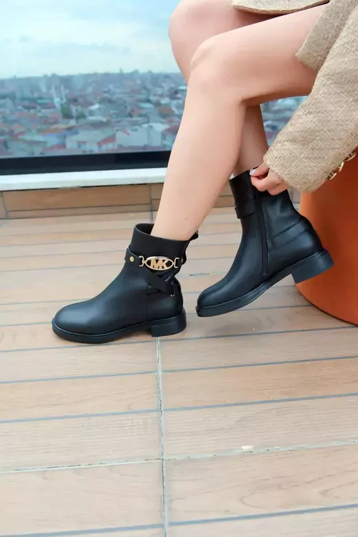 Kadın Siyah Hakiki Deri Bot