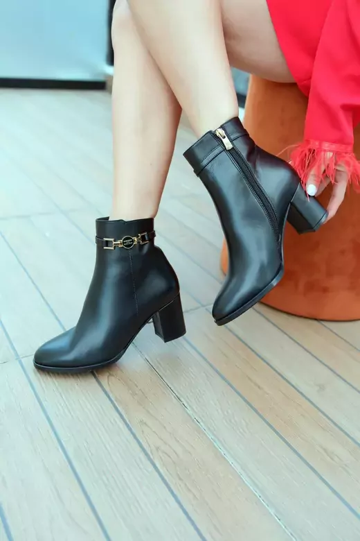 Kadın Siyah Hakiki Deri Bot