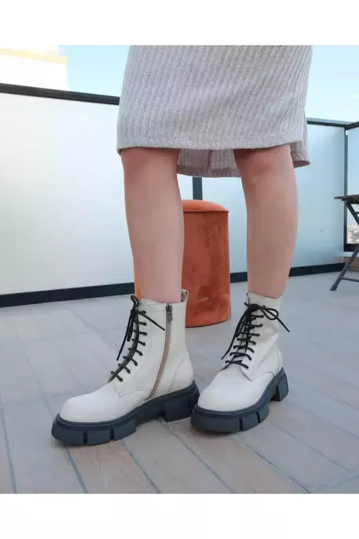 Kadın Bej Hakiki Deri Bot