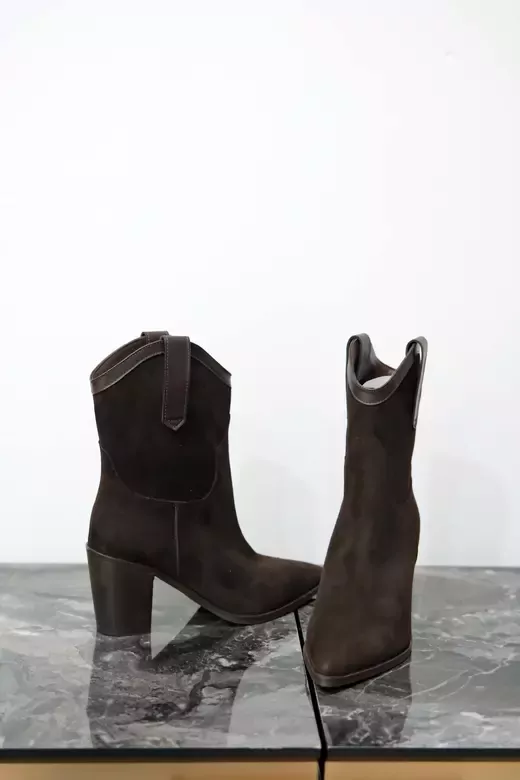 Kadın Kahve Süet Hakiki Deri Dallas Bot