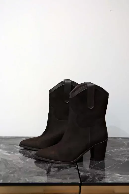 Kadın Kahve Süet Hakiki Deri Dallas Bot