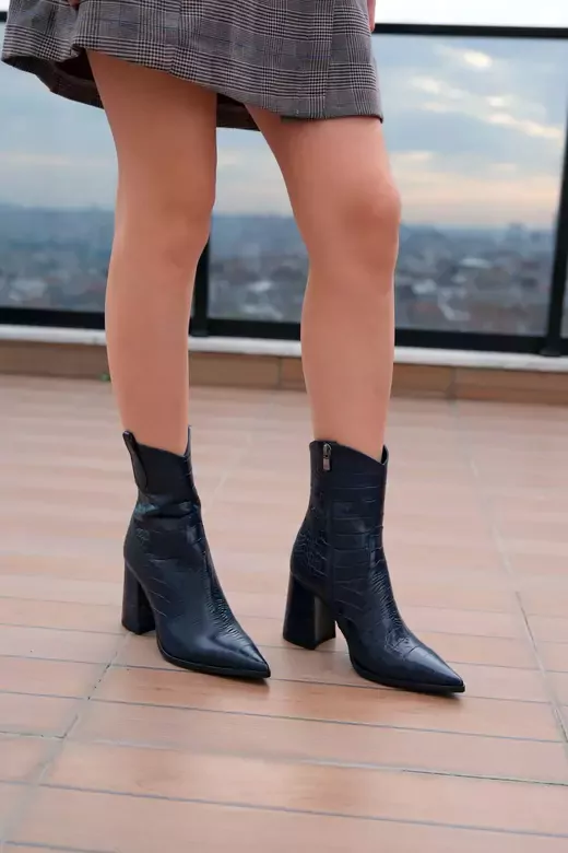 Kadın Vizon Hakiki Kroko Deri Bot