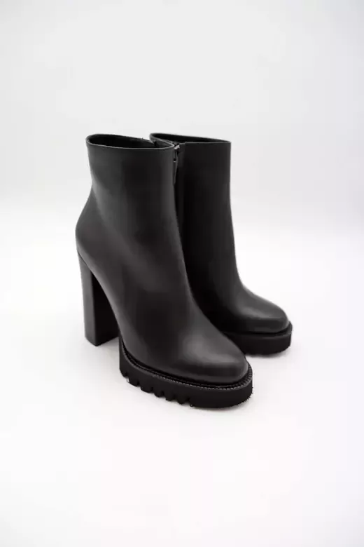 Kadın Deri Bot Platformlu Siyah