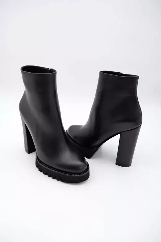 Kadın Deri Bot Platformlu Siyah