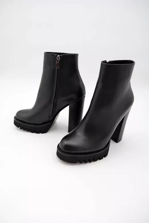 Kadın Deri Bot Platformlu Siyah