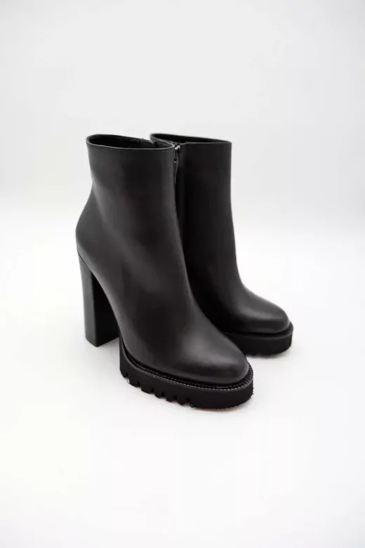 Kadın Deri Bot Platformlu Siyah