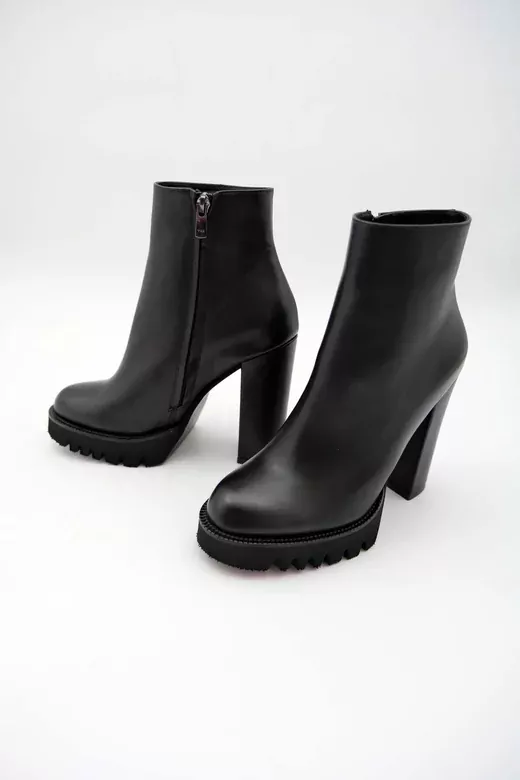 Kadın Deri Bot Platformlu Siyah