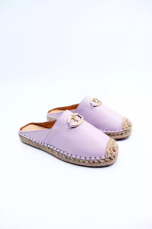 Kadın Hakiki Deri Espadril Terlik Lila