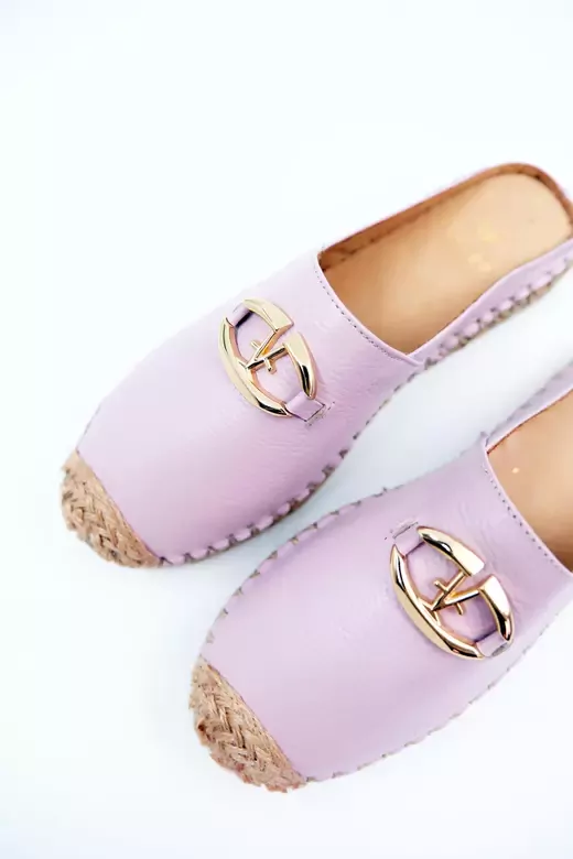 Kadın Hakiki Deri Espadril Terlik Lila