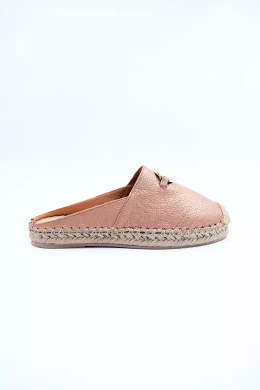 Kadın Hakiki Deri Espadril Terlik Bronz