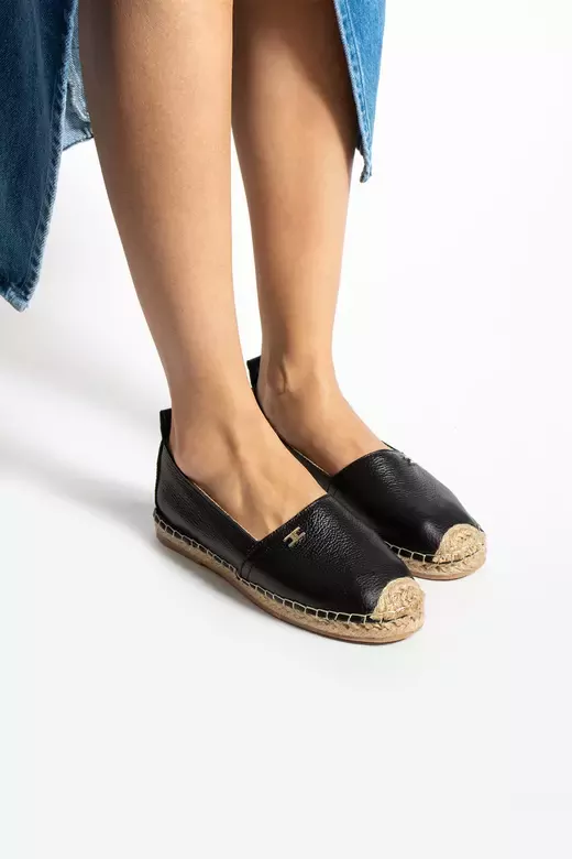 Kadın Hakiki Deri Espadril Babet Siyah