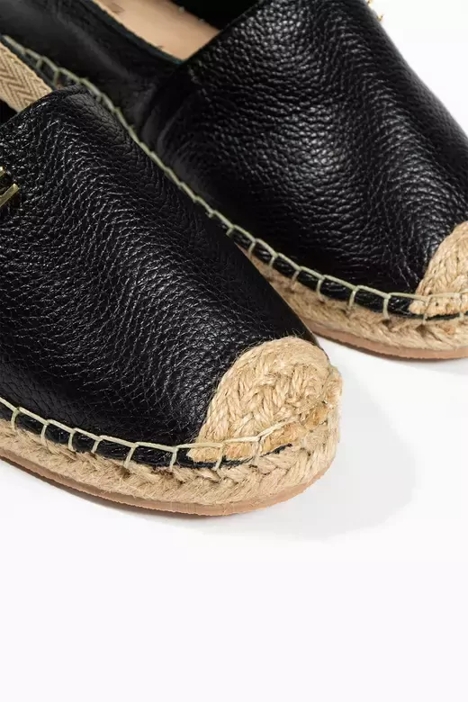 Kadın Hakiki Deri Espadril Babet Siyah