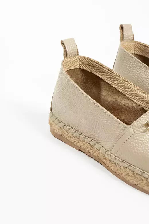 Kadın Hakiki Deri Espadril Babet Bej