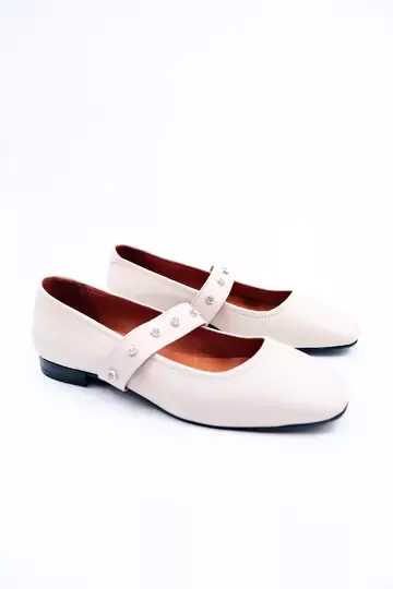 Kadın Hakiki Deri Babet Bej