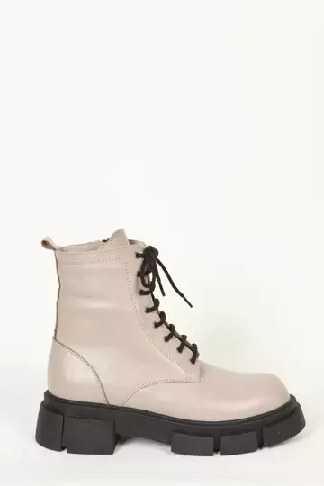 Kadın Bej Hakiki Deri Bot