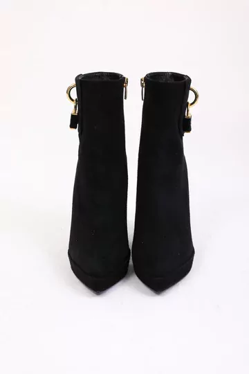 Kadın Deri Bot Platformlu Siyah